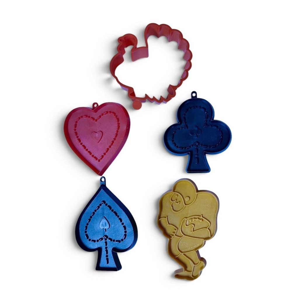 Vintage Cutters Cookie Cutter Set Multicolor Plastic Turkey Heart Football 5pc